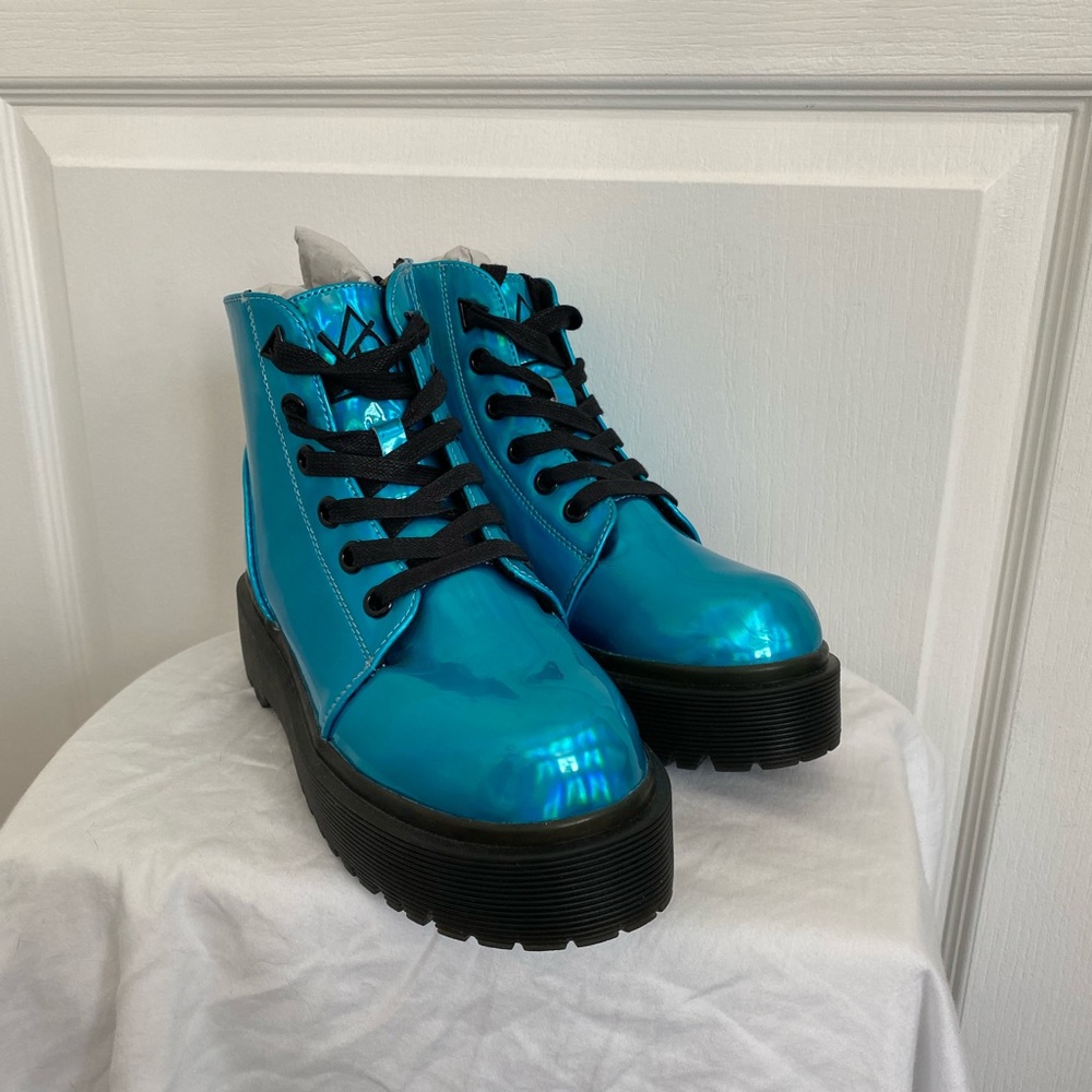 YRU Slayr Blue Holographic Boots